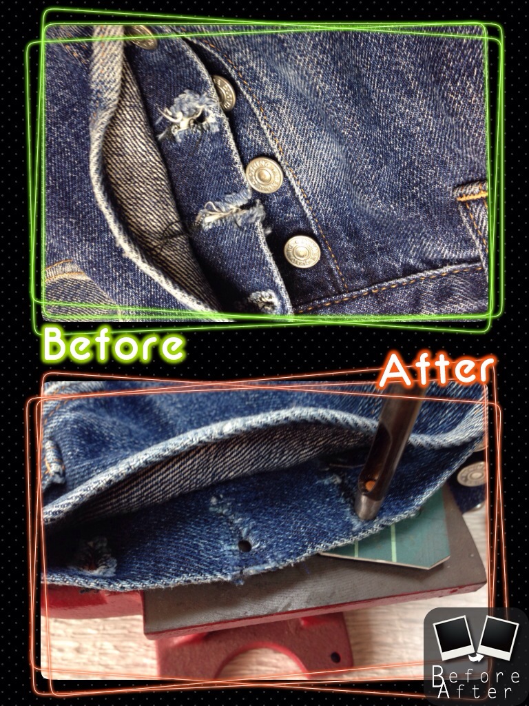 Denimeドゥニーム ジーンズボタンホール修理 | デニム修理、ジーンズ修理は、ジーンズリペア工房 jeans704